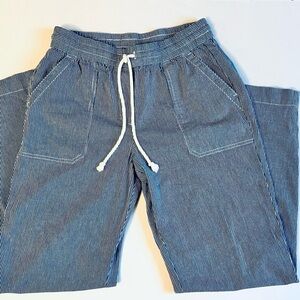 Talbots Straight Leg Drawstring Pant - Railroad Stripe